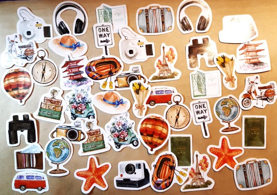 Travel Scenery Label Stickers 22/45 pieces Travel memorabiliar Journal Decorative Stationery Stickers Scrapbooking Diary Album Stick Label