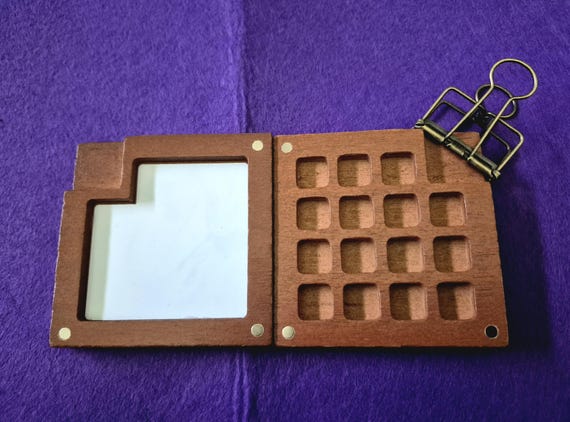 Mini Wooden Watercolor Kit, 15 Grids, Wooden Magnetic Palette Box. Paint not included