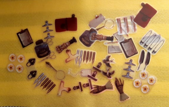Vintage Stationery, Embellishment bows, Plastic Stickers, Set of 20/40 pieces, Vintage Style, Scrapbooking, Journalling, Decoration