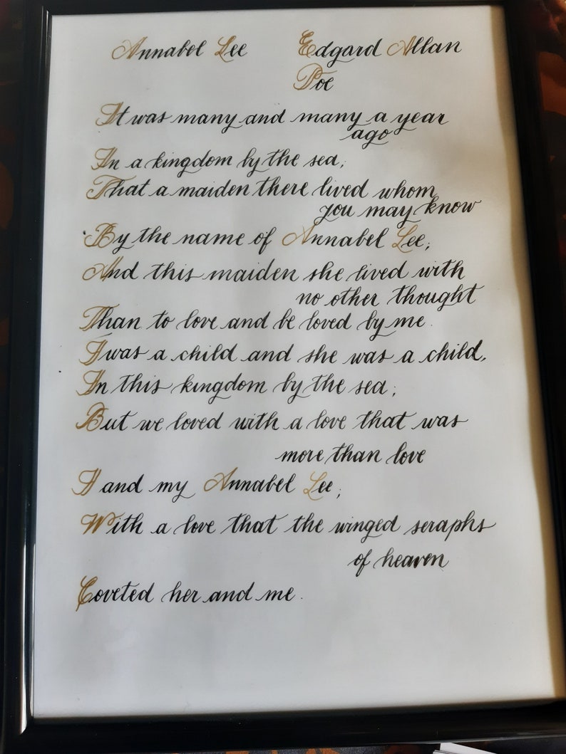 Il tuo testo la mia calligrafia, Poesia inglese, Lettere d'amore, Personalizzato scritto a mano immagine 3