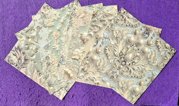 Pearls and Satin, looks like, Scrapbook Paper, 4/8 Sheets Art Craft Patterns Paper For Scrapbooking vintage Designs