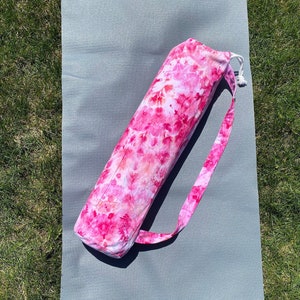 Hot Pink Ice Dyed, Upcycled Yoga Mat Bag