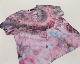 Petite XL Ice Dyed Upcycled Crop Tshirt
