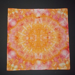 Gazing Sun Small Tapestry, Bandana, Tablecloth (22x22in), Ice Dyed, Upcycled