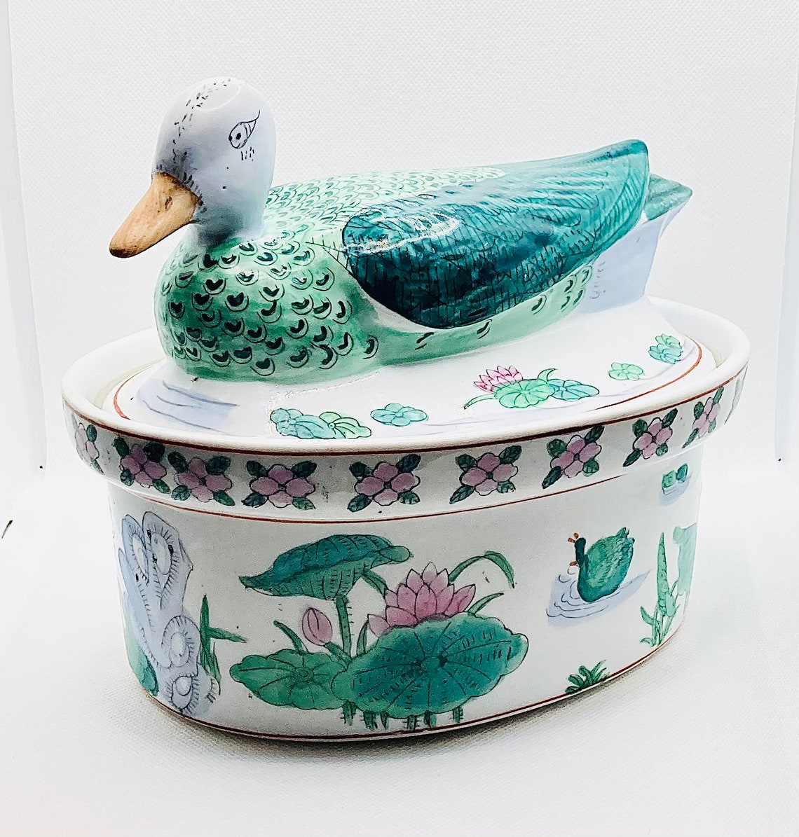 Hand Painted Duck Shaped Soup Tureen Chinese Export Famille Etsy.de