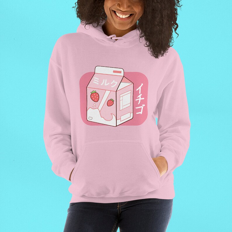 Japanese Strawberry Milk Cute Kawaii Hoodie Goth Hooded Etsy