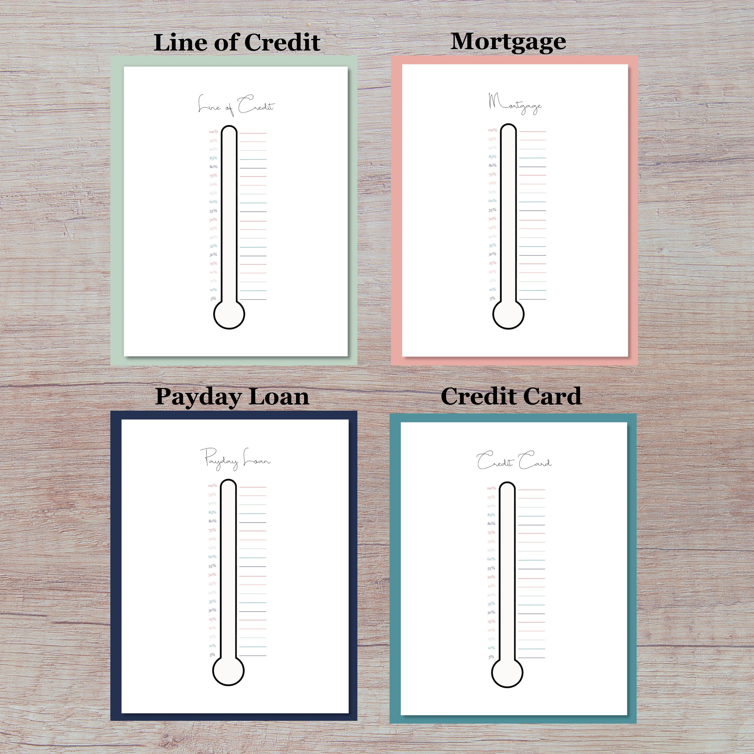 Printable Debt Tracker Thermometer Debt Payoff Calculator Etsy