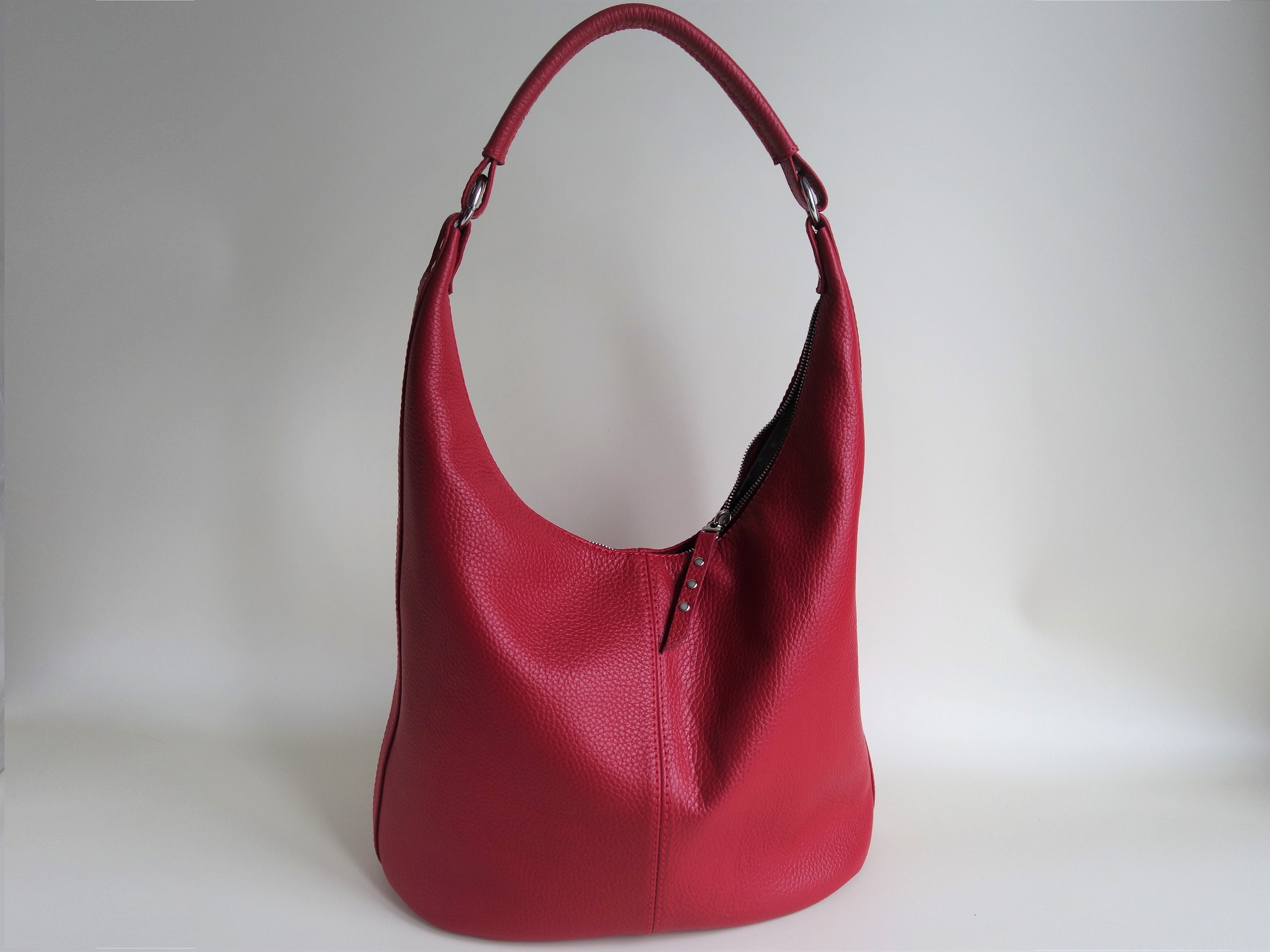 Shoulder Bag Leather Hobo Bag Handmade With Zipper Soft | Etsy