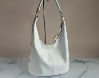 white leather purses