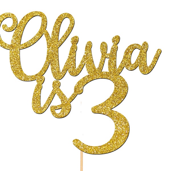 Personalised Custom 3rd Birthday Cake Topper Party Decorations ANY NAME AGE 4th 5th 7th Rose Gold P1408