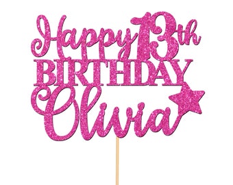 Personalised Custom Cake Topper 13th Birthday Cake Decorations Any Name For Teens Teenager Girls Boys Any Age 5th 7th 10th - CT5