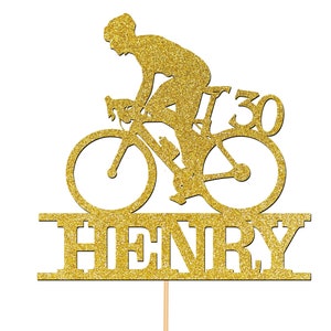 Custom 30th Birthday Cake Topper Personalised Name Cake Decorations For Women Men Bike Bicycle Cycling Cyclist Any Age 21st 25th 40th - CT2