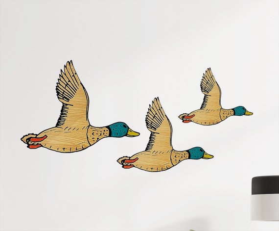 New Home Decor Wall Art Set Of 3 Bedroom Living Room Decoration Gift Ideas | Wooden Vintage Retro 1950s Flying Ducks CST3105