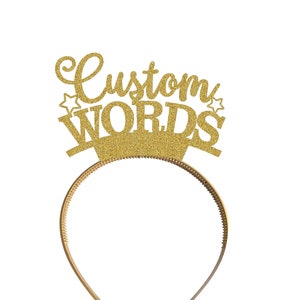 Custom Personalised Headband Tiara Birthday Baby Bridal Shower Wedding Anniversary Party Decorations For Girls Her Women Any Words - HB2