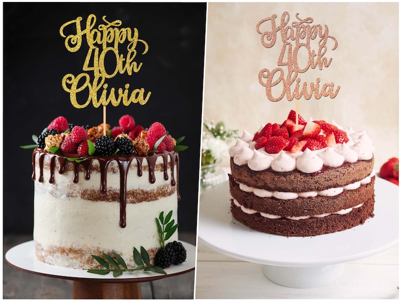 Personalised Custom 40th Birthday Cake Topper Party Decorations ANY NAME AGE 30th 50th Rose Gold P1410 image 6