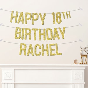 Custom 18th Birthday Banner Personalised Words Party Decorations For Kids Girls Boys Any Age 21st 25th - CB84