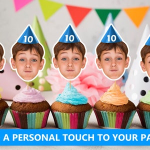 Personalised Photo Face Cutout Faces Cupcake Toppers Custom Cake Topper 30th Birthday Party Decorations 21st 25th 40th HBD30 image 2