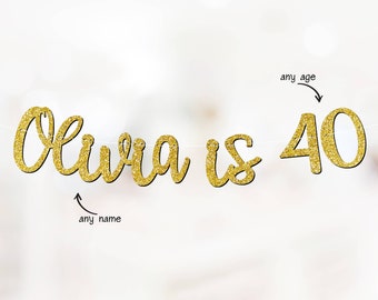 Personalised Custom 40th Birthday Banner Party Decorations ANY AGE 30th 50th Rose Gold P1141