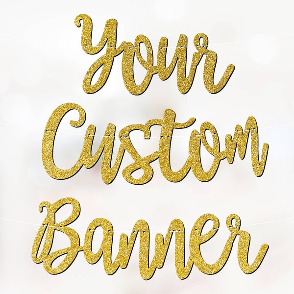 Personalised Custom Banner Party Decorations ANY WORDS Birthday Engagement Baby Bridal Shower Gold P1139
