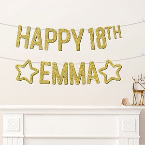 Custom 18th Birthday Banner Personalised Words Party Decorations For Kids Girls Boys Any Age 21st 25th - CB102