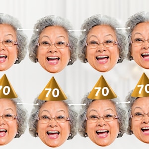 Custom Photo Face Bunting Banner Cutout 70th Birthday Party Decorations Personalised 50th 60th 65th Parties Parents Grandad Grandma PBHBD70