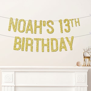 Custom 13th Birthday Banner Personalised Words Party Decorations For Teens Teenager Girls Boys Any Age 5th 7th 10th - CB208
