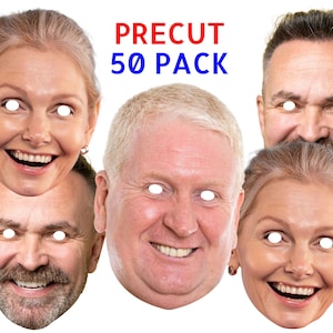 Photo Face Masks 50th Birthday Party Decorations Personalised Fan Face Cutout Head On A Stick Cut Out Funny Face Mask 40th 60th 65th