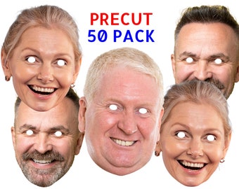 Photo Face Masks 50th Birthday Party Decorations Personalised Fan Face Cutout Head On A Stick Cut Out Funny Face Mask 40th 60th 65th