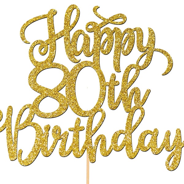 Adorno personalizado para tarta de 80 cumpleaños, decoración para fiestas, para cualquier edad (50, 60 y 70 años), oro rosa P1388