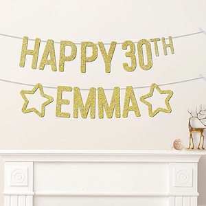 Custom 30th Birthday Banner Personalised Words Party Decorations For Her Him Women Men Any Age 21st 25th 40th - CB223