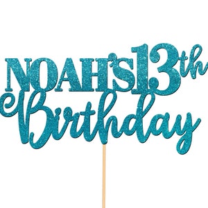 Personalised Custom Cake Topper 13th Birthday Cake Decorations Any Name For Teens Teenager Girls Boys Any Age 5th 7th 10th - CT12