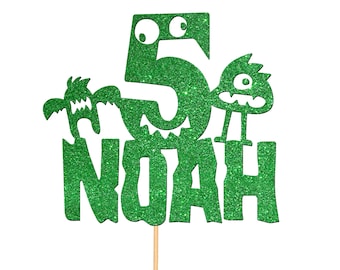 Custom 5th Birthday Cake Topper Personalised Name Cake Decorations For Kids Girls Boys Monsters Any Age 3rd 7th 10th - CT4