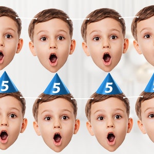 Custom Photo Face Bunting Banner Cutout 5th Birthday Party Decorations Personalised 7th 10th 13th Parties Kids Boys Girls PBHBD5