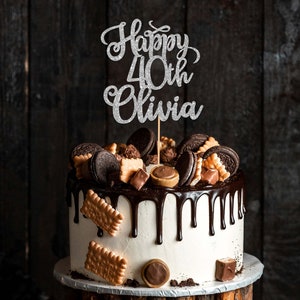 Personalised Custom 40th Birthday Cake Topper Party Decorations ANY NAME AGE 30th 50th Rose Gold P1410 image 7