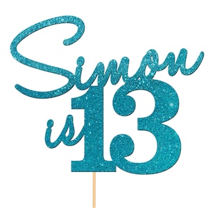 Custom 13th Birthday Cake Topper Personalised Name Cake Decorations For Teens Teenager Girls Boys Any Age 5th 7th 10th - CT8