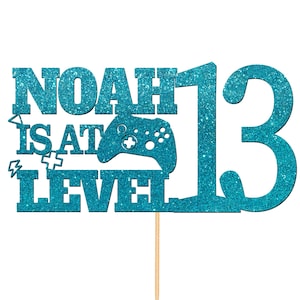 Custom 13th Birthday Cake Topper Personalised Name Cake Decorations For Teens Teenager Girls Boys Gamer Games Any Age 5th 7th 10th - CT3