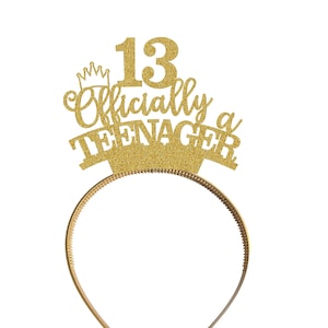 Custom Personalised Headband Tiara 13th Birthday Party Decorations Name Officially a Teenager For Teens Teenager Girls 5th 7th 10th  HB3