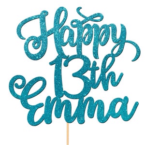 Personalised Custom Cake Topper 13th Birthday Cake Decorations Any Name For Teens Teenager Girls Boys Any Age 5th 7th 10th - CT9