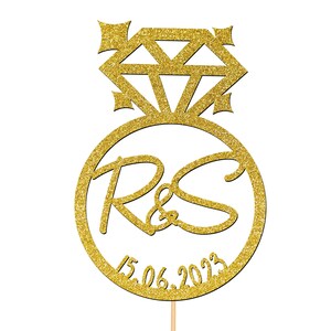 Custom Engagement Cake Topper Personalised Name Cake Decorations Initials Date - CT7