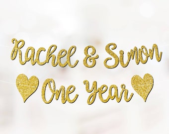 Personalised Custom Wedding Anniversary Banner Party Decorations ANY YEAR 1st 10th 20th Gold P1137