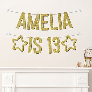 Custom 13th Birthday Banner Personalised Words Party Decorations For Teens Teenager Girls Boys Any Age 5th 7th 10th - CB117