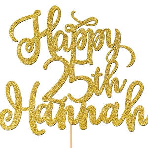 Personalised Custom 25th Birthday Cake Topper Party Decorations ANY NAME AGE 18th 21st 30th Rose Gold P1413