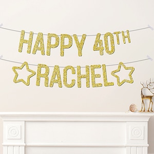 Custom 40th Birthday Banner Personalised Words Party Decorations For Her Him Mum Dad Any Age 25th 30th 50th - CB224