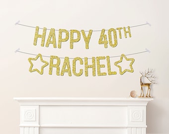 Custom 40th Birthday Banner Personalised Words Party Decorations For Her Him Mum Dad Any Age 25th 30th 50th - CB224