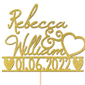 Custom Engagement Cake Topper Personalised Name Cake Decorations Wedding Date - CT6