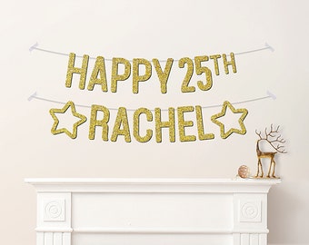 Custom 25th Birthday Banner Personalised Words Party Decorations For Her Him Women Men Any Age 21st 30th - CB182