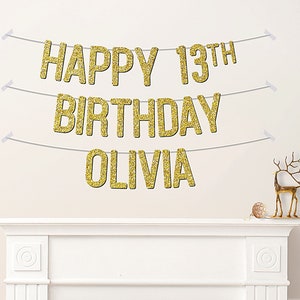 Custom 13th Birthday Banner Personalised Words Party Decorations For Teens Teenager Girls Boys Any Age 5th 7th 10th - CB132