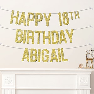 Custom 18th Birthday Banner Personalised Words Party Decorations For Kids Girls Boys Any Age 21st 25th - CB66