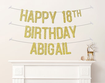 Custom 18th Birthday Banner Personalised Words Party Decorations For Kids Girls Boys Any Age 21st 25th - CB66