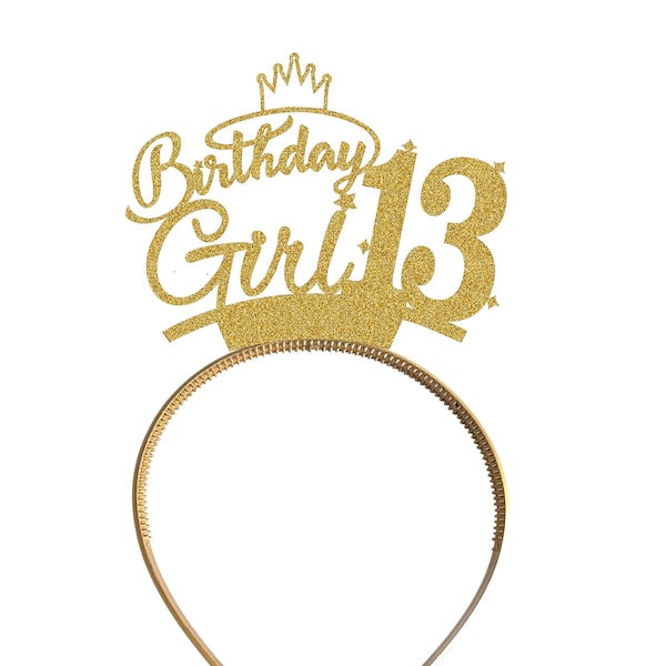 Custom Personalised Headband 13th Birthday Party Decorations Tiara Crown Name Birthday Girl For Teens Teenager Girls 5th 7th 10th - HB2